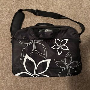 Black and White Floral Laptop Bag